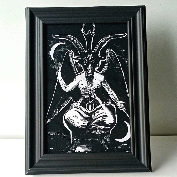 Baphomet Gothic Occult Vintage Satanic Pagan Art Gpthic Dark Goth Punk Art Decof - Picture 2 of 8